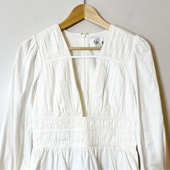 Aje Fallingwater Gathered Mini Dress Ivory Size 4 NWT - Picture 4 of 14